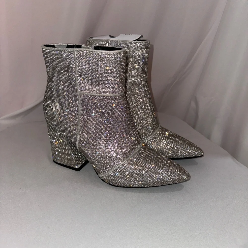 Rhinestone sequin sparkle boots size 9 - Picture 2 of 7